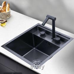 Hidden Kitchen Square Sink Single Bowl Sink Stainless Steel Sink+Folding Faucet