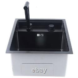 Hidden Kitchen Square Sink Single Bowl Sink Stainless Steel Sink&Folding Faucet