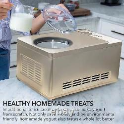 ICM-220CGY Automatic Ice Cream Maker, 2 Quart, Stainless Steel Bowl Gold