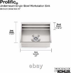 KOHLER Prolific Workstation Stainless Steel Single Bowl Sink K-23650-NA