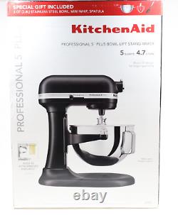 KitchenAid Pro 5 Plus 5qt Bowl-Lift Stand Mixer Matte Black NEW SEALED