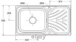 Kohler Ease Inset Stainless Steel Kitchen Sink Single Bowl Waste 950 x 500mm