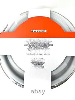 LE CREUSET Stainless Steel Set of 3 Mixing Bowls with Lids Silicone Base BNWT