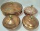La Coppera Tableware Collection Double Wall Hammered Copper 4 Bowls With Lids