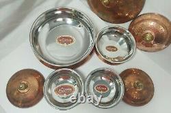 La Coppera Tableware Collection Double Wall Hammered Copper 4 Bowls with Lids
