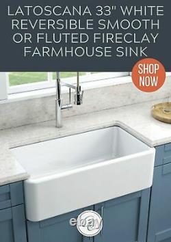 LaToscana Reversible 33 Single Bowl Fireclay Farmhouse White Farm Sink Italian