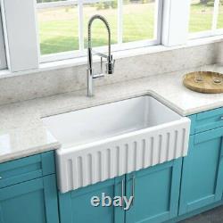 LaToscana Reversible 33 Single Bowl Fireclay Farmhouse White Farm Sink Italian