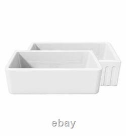 LaToscana Reversible 33 Single Bowl Fireclay Farmhouse White Farm Sink Italian