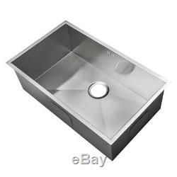 Large 1.0 Bowl Handmade Satin Stainless Steel Undermount Kitchen Sink DS008