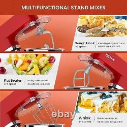 Large 7.5 QT Stand Mixer 660w 6-Speed Tilt-Head Attachments Red