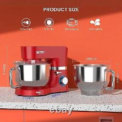 Large 7.5 QT Stand Mixer 660w 6-Speed Tilt-Head Attachments Red