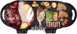 Liven Electric Grill With Hot Pot, Multifunctional Indoor Teppanyaki black