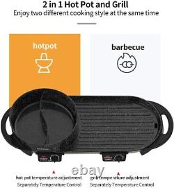 Liven Electric Grill With Hot Pot, Multifunctional Indoor Teppanyaki black