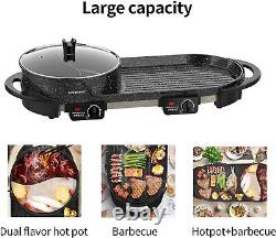 Liven Electric Grill With Hot Pot, Multifunctional Indoor Teppanyaki black