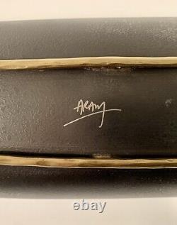 Long 15 Michael Aram Textured Footed Bowl Hand Signed Gunmetal Exterior