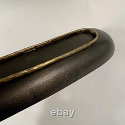 Long 15 Michael Aram Textured Footed Bowl Hand Signed Gunmetal Exterior