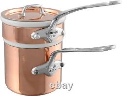 M'150 S Copper Tinned Bain Marie with Lid, and Cast Stainless Steel Handle, 0.9