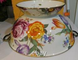 Mackenzie-child's White Flower Market Enamel Everything Bowl, New