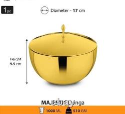 Majestic High Grade Stainless Steel Gold PVD Coating Double Wall Bowl with Lid