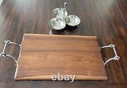 Mary Jurek Rosewood Cheese Board & Helyx Snack Set 3 Bowl with Knot Handle