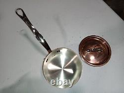 Mauviel M'150S 1.5mm Copper Saucepan WithLid & Cast Stainless Steel Handle, 0.9-Qt