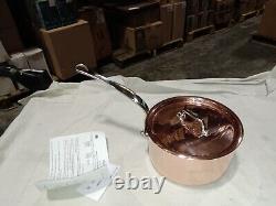 Mauviel M'150S 1.5mm Copper Saucepan WithLid & Cast Stainless Steel Handle, 1.2-Qt