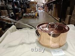 Mauviel M'150S 1.5mm Copper Saucepan WithLid & Cast Stainless Steel Handle, 3.4-Qt