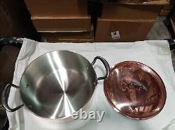 Mauviel M'200 CI 2mm Copper Stewpan With Lid & Cast Iron Handles, 6.1-Qt
