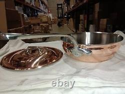 Mauviel M'6S 2.7mm Copper Saute Pan With Stainless Steel Handle, 3.4-Qt