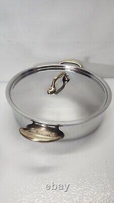 Mauviel M'COOK B 5-Ply Rondeau With Curved Lid, Brass Handles 3.2-Qt Made France