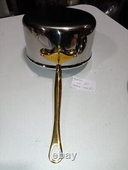 Mauviel M'Cook B 2.6mm Sauce Pan With Lid & Brass Handles, 3.4-Qt