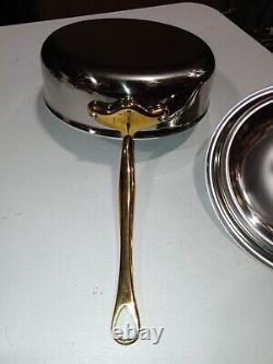 Mauviel M'Cook B 2.6mm Saute Pan With Lid & Brass Handles, 3.2-Qt