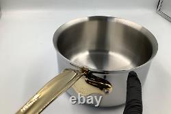 Mauviel M'Cook B 5-Ply Polished Stainless Steel Sauce Pan With Lid, 1.8-qt