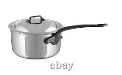 Mauviel M'Cook CI 5-Ply Polished Stainless Steel Sauce Pan, 3.4-qt