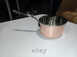 Mauviel M'TRIPLY S Copper Sauce Pan WithLid & Cast Stainless Steel Handles, 1.8-Qt
