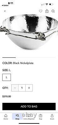 Michael Aram Black Orchid Large Stainless Steel Serving Bowl 11 Hammered $370