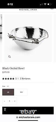 Michael Aram Black Orchid Large Stainless Steel Serving Bowl 11 Hammered $370