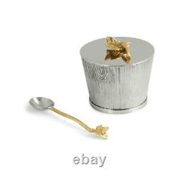 Michael Aram Ivy & Oak Hand Textured Stainless Steel Pot with Spoon 123514