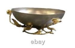 Michael Aram Leaf Ginkgo Large Centerpiece Footed Bowl with tongs Excellent