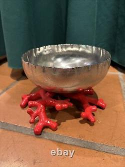 Michael Aram Ocean Coral Red Silver Reef Stainless Steel Bowl Small New