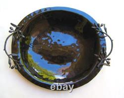 Michael Aram Olive Branch Glass Bowl Earth Bronzed Botanical 18.5 in x15 in x 2