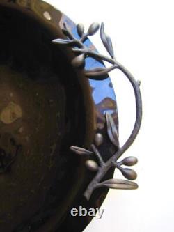 Michael Aram Olive Branch Glass Bowl Earth Bronzed Botanical 18.5 in x15 in x 2