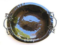 Michael Aram Olive Branch Glass Bowl Earth Bronzed Botanical 18.5 in x15 in x 2