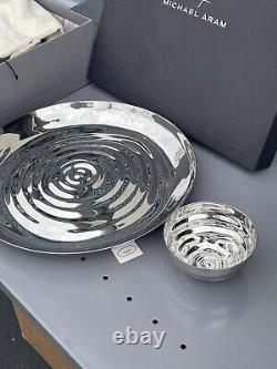 Michael Aram Ripple Effect Chip & Dip Platter 15 Silver Store Display 144703