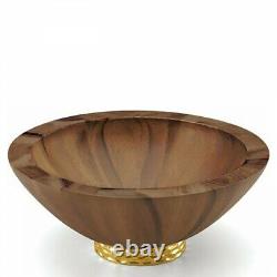 Michael Wainwright Truro Decorative Centerpiece Large Bowl, Wood/Stainless Steel