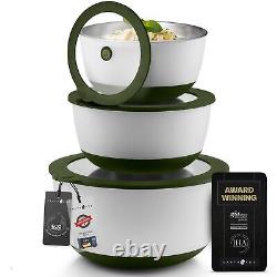 Microwave Stainless Steel Mixing Bowl Set Capacity Measurement Markers and Li