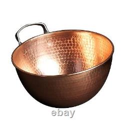 Mixing Bowl 1.5 qt, 8-inch diameter 100% Pure copper, heavy gauge, hand h