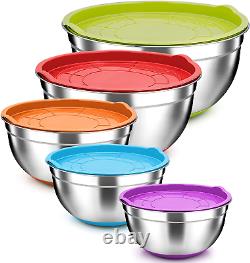 Mixing Bowl, Homikit Stainless Steel Salad Bowls with Airtight Lids (Set of 5)