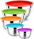 Mixing Bowl Set Of 5, Haware 100% Stainless Steel Nesting Metal Bowls With Lids