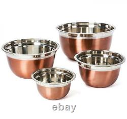 Mixing Bowls Rose Gold Stainless Steel Stackable Kitchen 4 Piece Nesting New